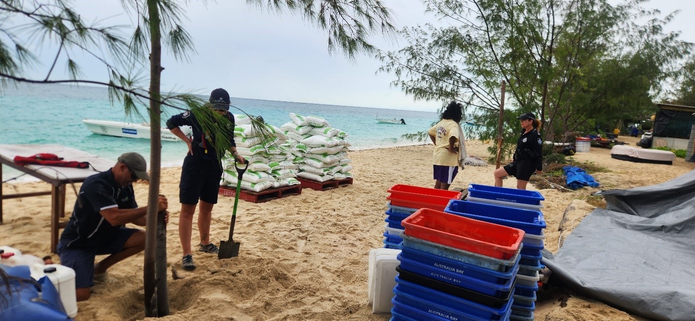 AFMA fisheries officers help rebuild damaged campsites on Bourke Island, Torres Strait