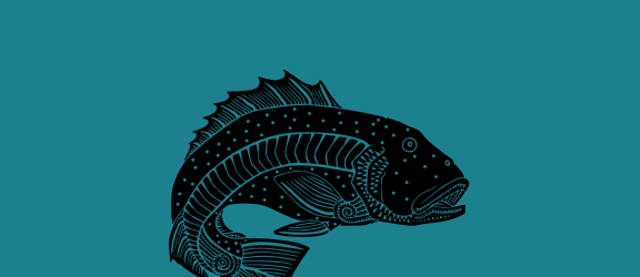 Fin fish motif drawn in a traditional style